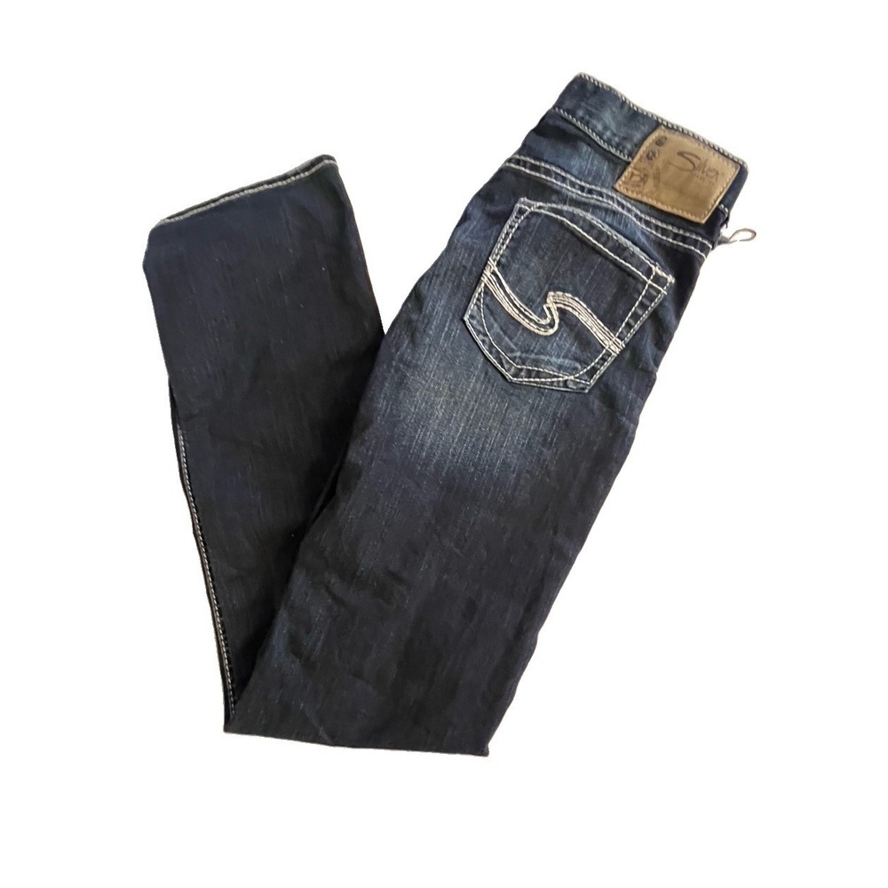 Silver Jeans Co Nash Mens Jeans W30 L34 Dark Wash Straight Leg Thick Stitch